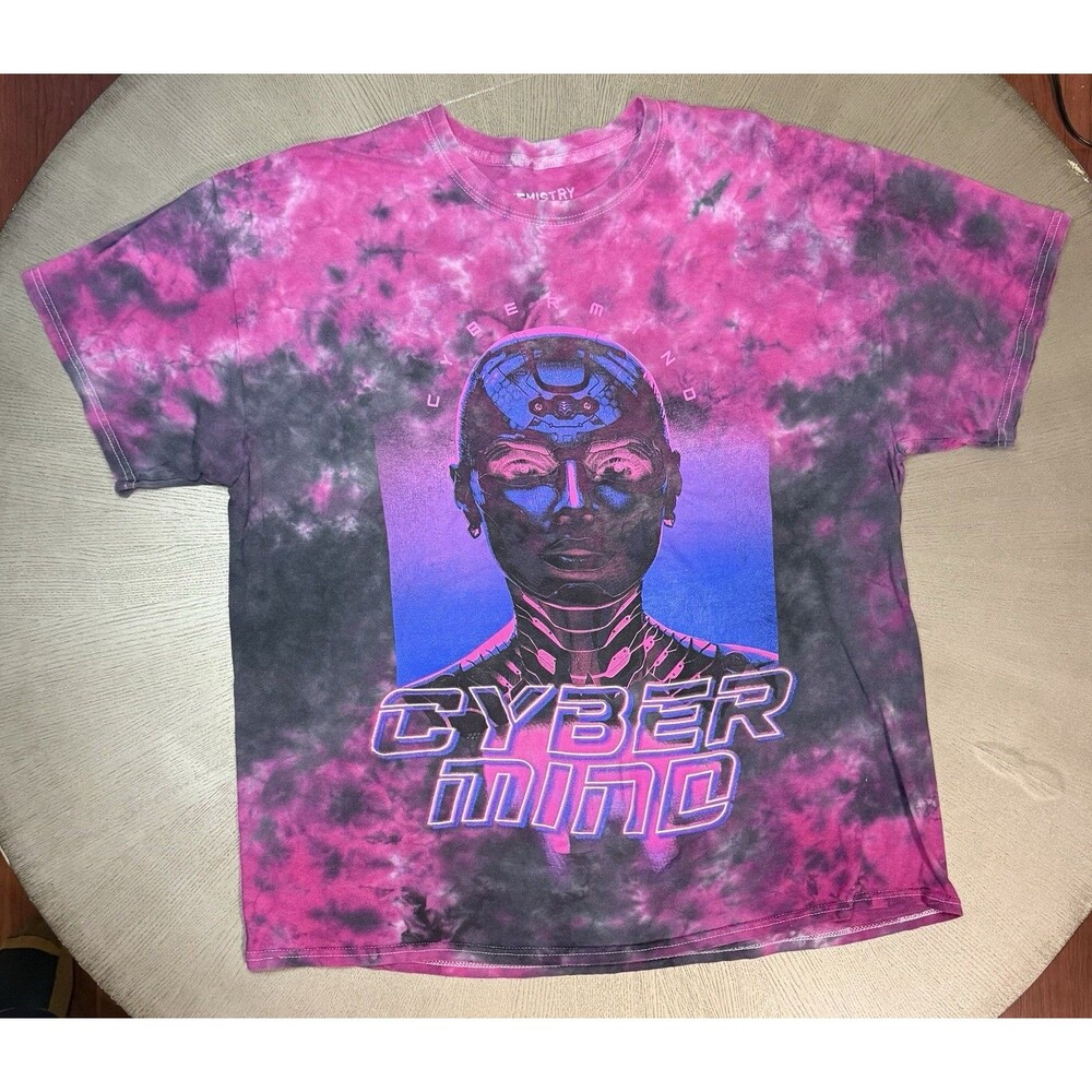 Chemistry Cyber Mind Tie Dye Shirt Mens XL Pink Black Cyberpunk Graphic Tee